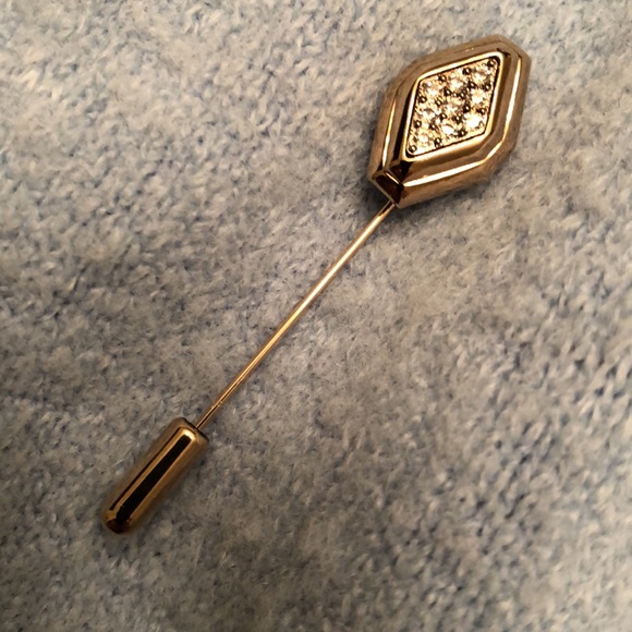 AVON VINTAGE STICK PIN LAPEL HAT SCARF TIE BLING GOLD TONE DIAMOND SHAPE - #426 - Picture 9 of 10